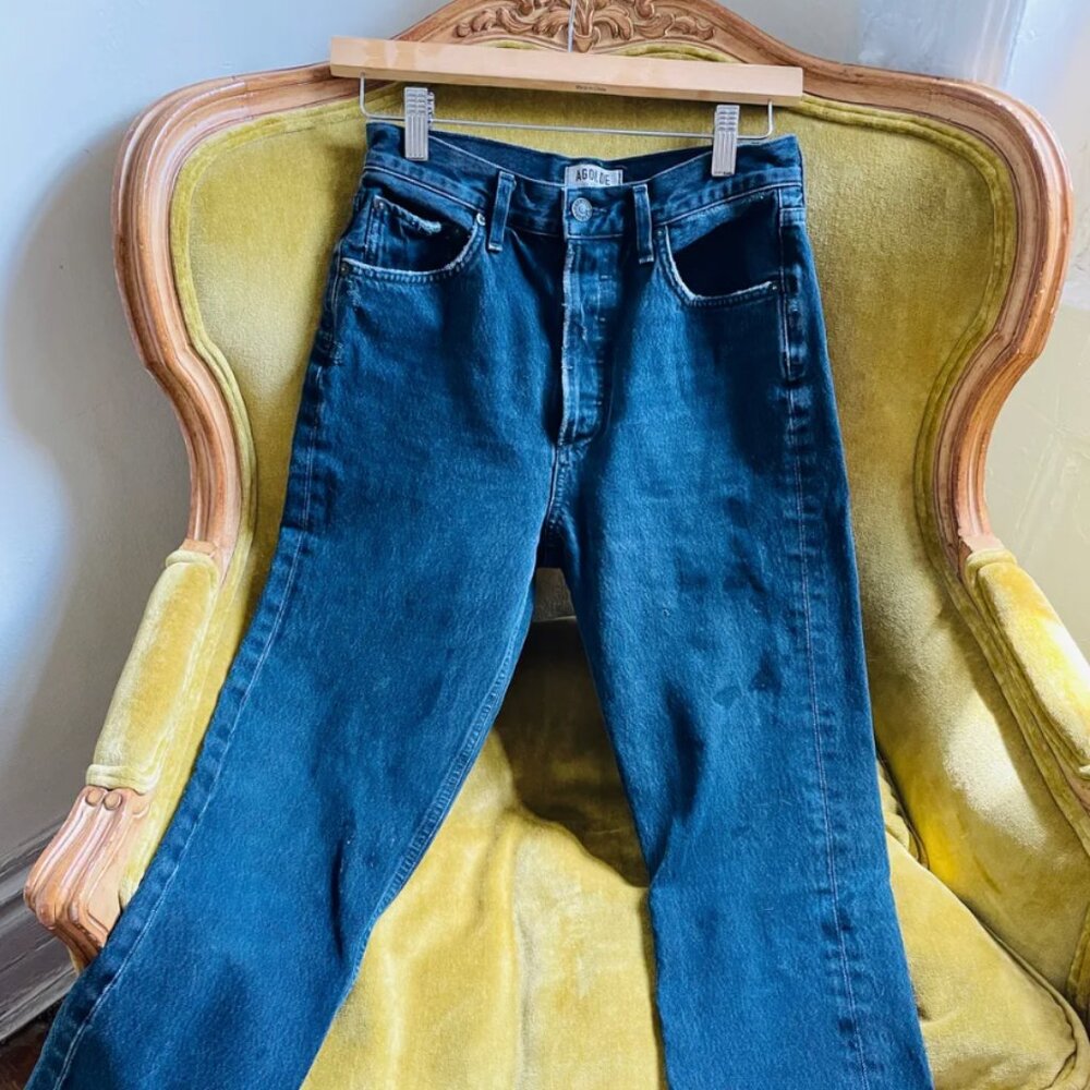 Charcoal Grey AGOLDE Pinch Waist Button Fly Denim Jeans